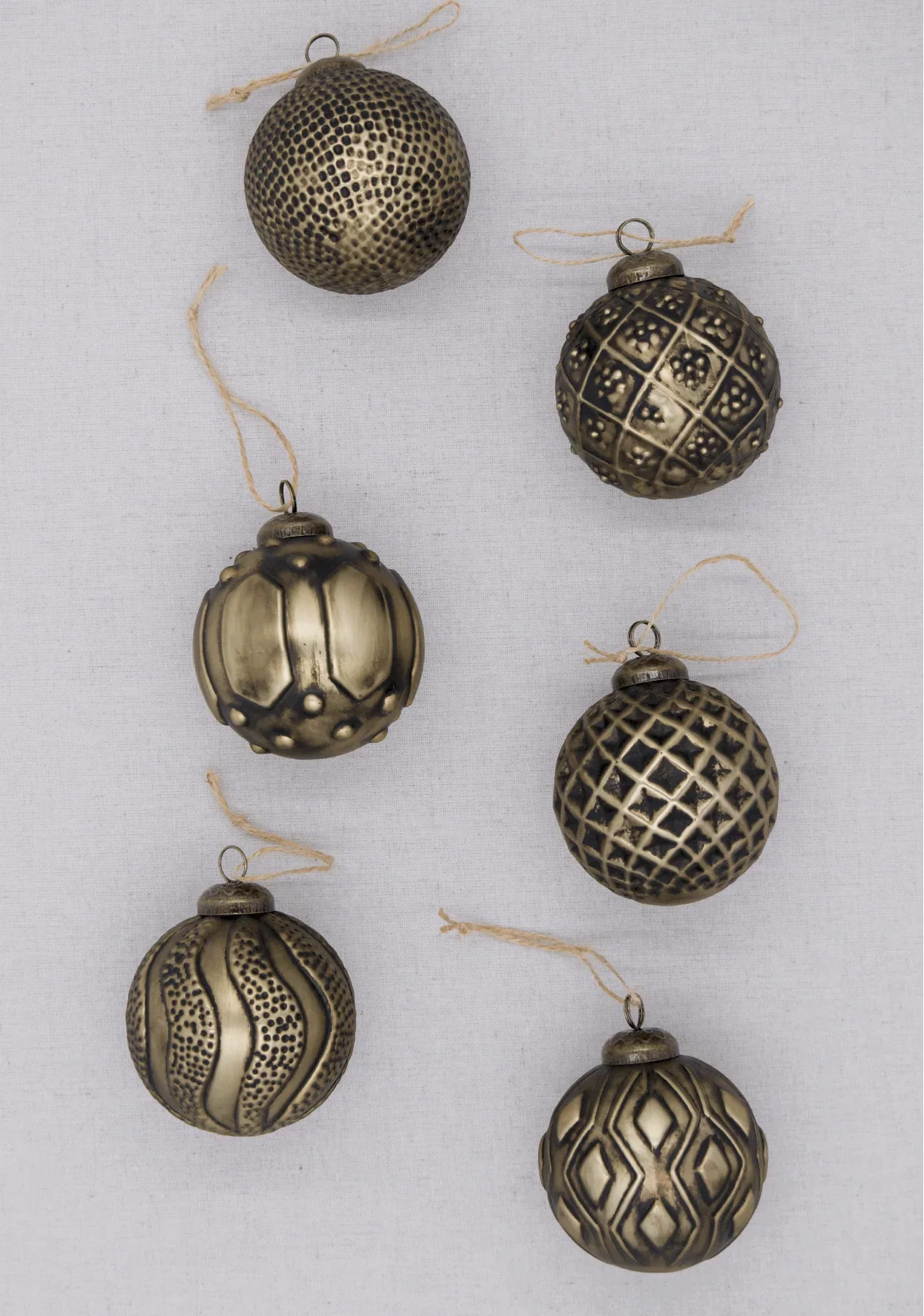 Conjunto de enfeites de vidro bronze envelhecido (pacote com 6)