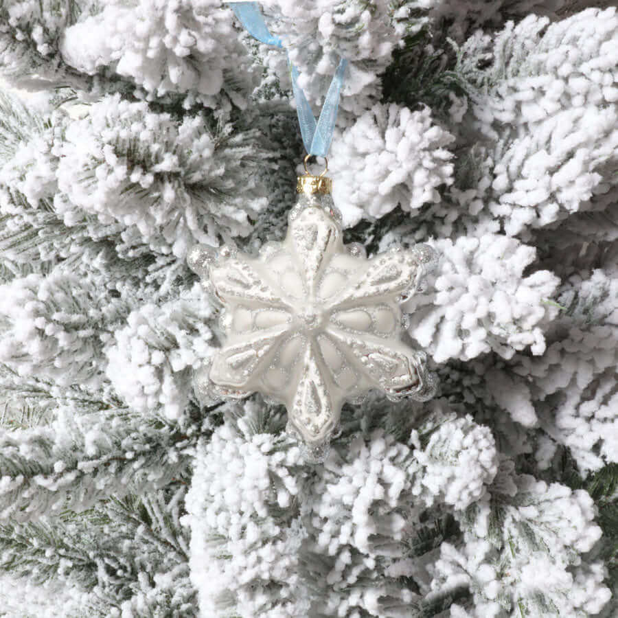 Enfeite de vidro em forma de floco de neve (pacote com 4)