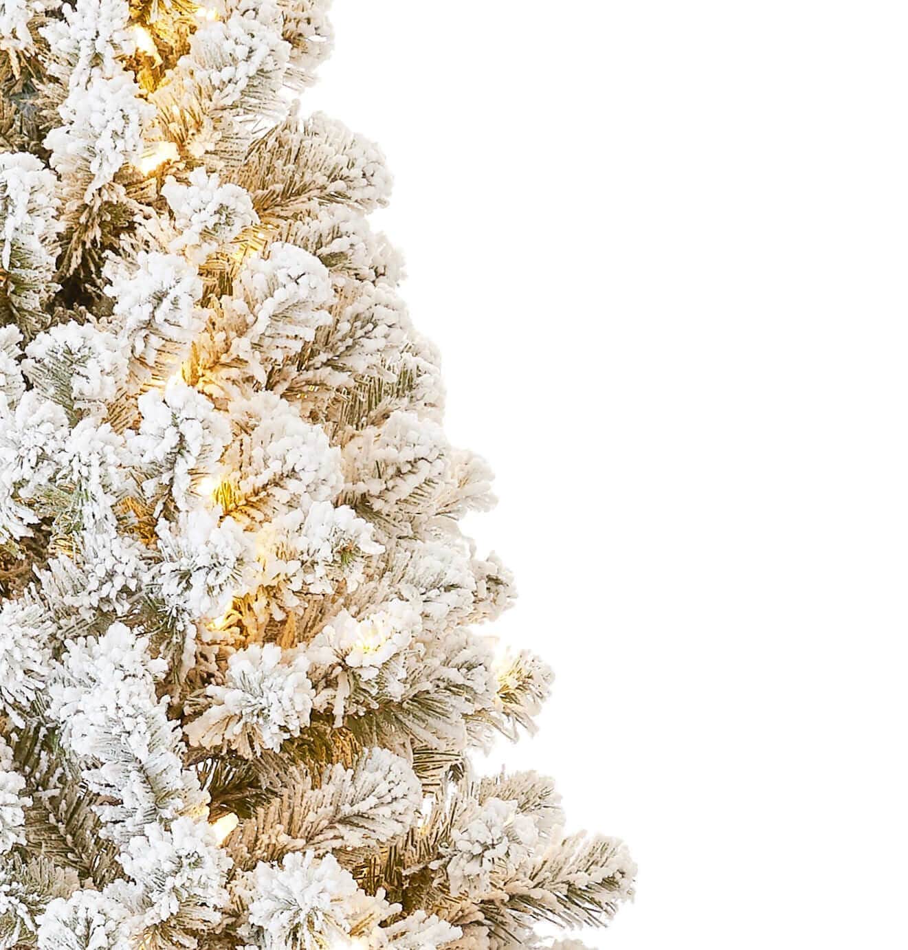 Árvore de Natal artificial Prince Flock® de 7 pés com 400 luzes LED brancas quentes