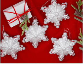 Enfeite de vidro em forma de floco de neve (pacote com 4)