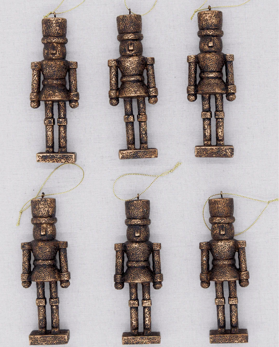 Conjunto de enfeites de vidro quebra-nozes de bronze (pacote com 6)