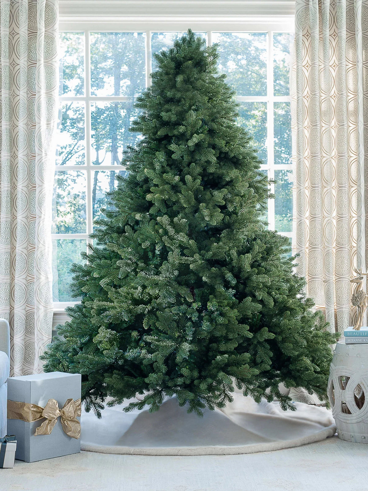 Árvore de Natal artificial de abeto cipreste de 6,5 pés com 1000 luzes LED brancas quentes e multicoloridas