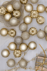 Enfeites inquebráveis Gold Glimmer (pacote com 48)
