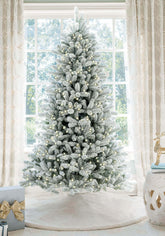 Árvore de Natal artificial King Flock® de 6,5 pés com 600 luzes LED brancas quentes