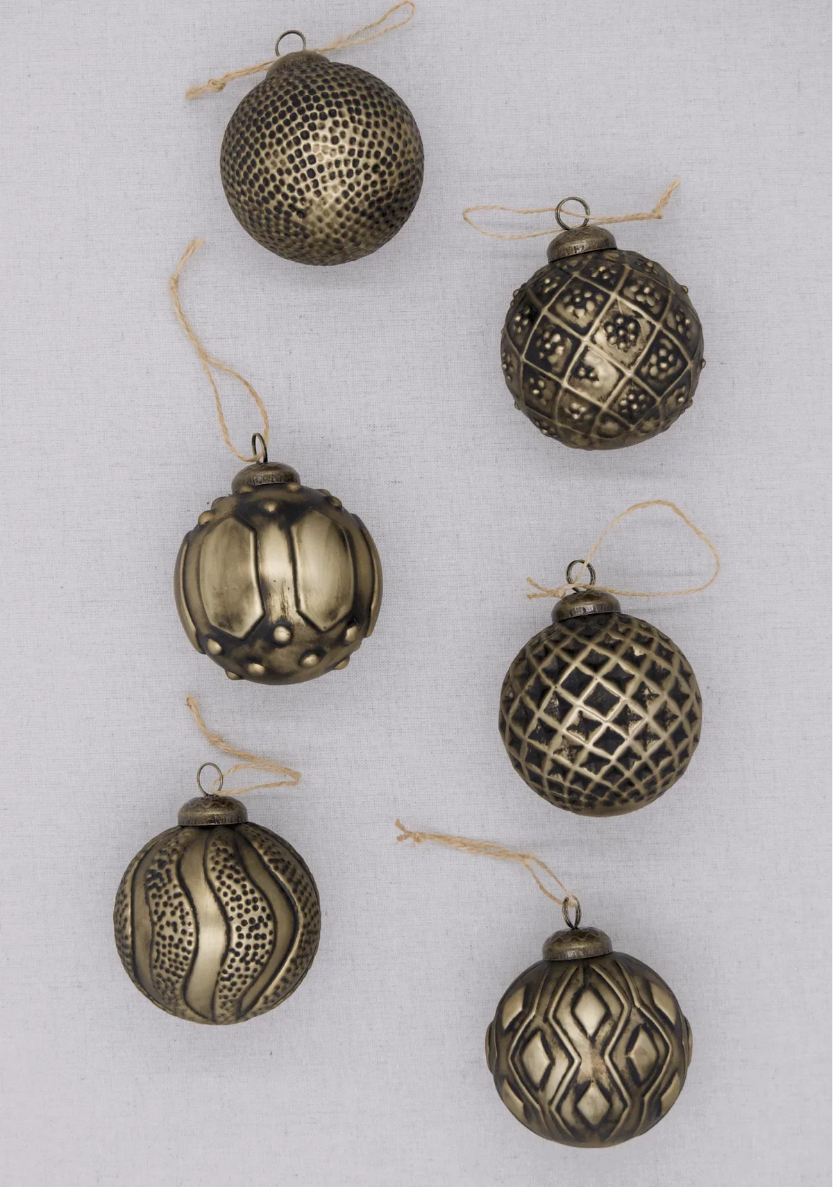 Conjunto de enfeites de vidro bronze envelhecido (pacote com 6)