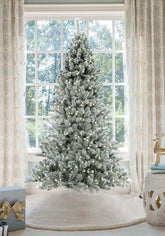 Árvore de Natal artificial Prince Flock® de 7 pés com 400 luzes LED brancas quentes