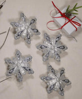 Enfeite de vidro em forma de floco de neve (pacote com 4)